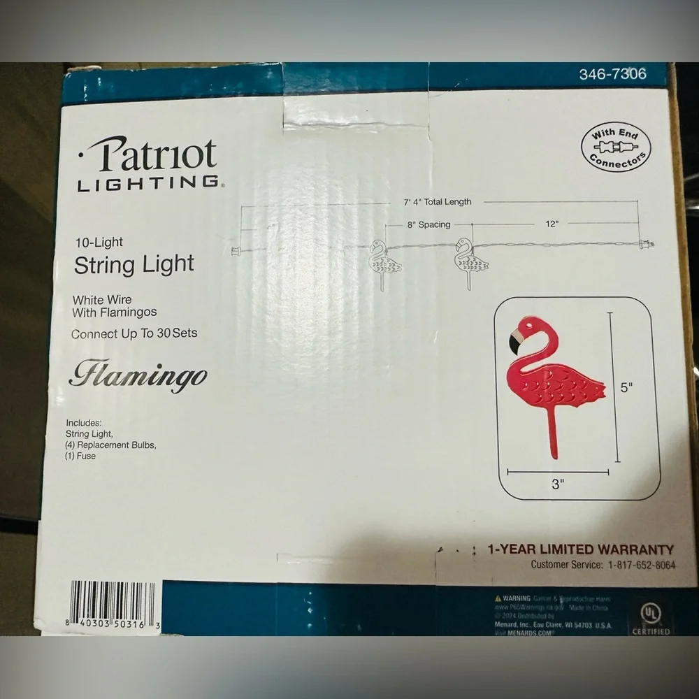 Holiday Time Pink Flamingo Party Lights NIB